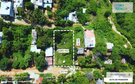 Lote 680m2 con vista al mar a la venta en Emiliano Zapata